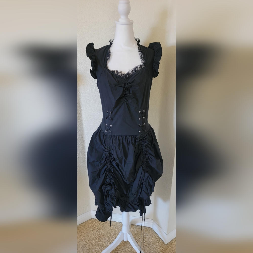 Victorian Valentine Steampunk Gothic Renaissance Women's Laced Top Dress, Size L - Picture 4 of 10